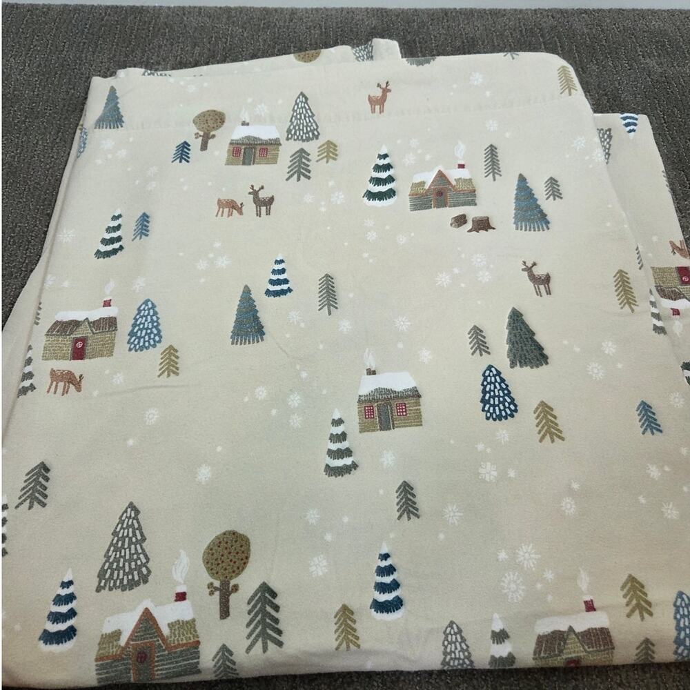 Cuddl Duds Heavyweight Lodge Cabin Tree Deer Twin Flannel Sheet Set